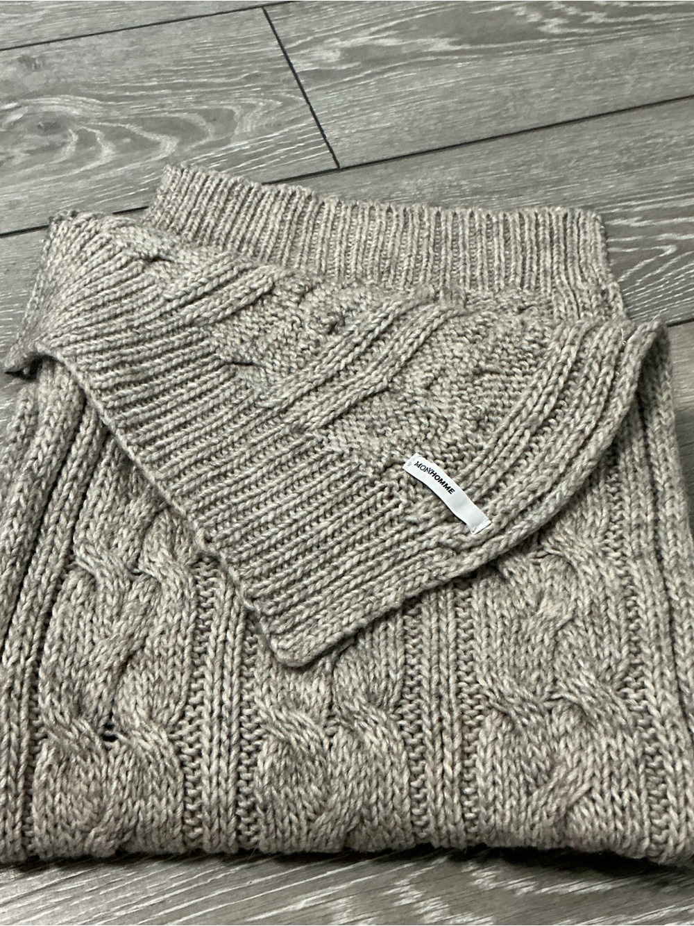 MONOPRIX HOMME Mens Cable Knit Fishermans Scarf